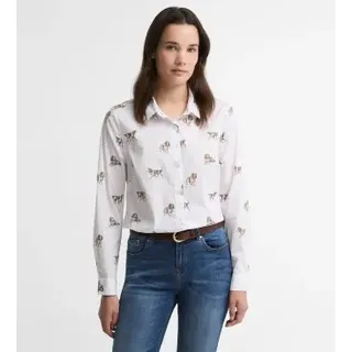 Barbour für Damen. LSH1644 Hemd Brambles weiß (M), Lässig, Baumwolle, Langarm