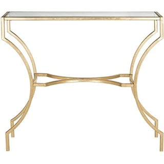 SAFAVIEH Glam Accent Table with Iron Legs, in Gold and Clear, 51 X 102 X 90.17