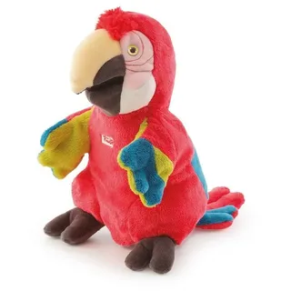 Trudi Puppets 29930 Handpuppe Papagei ca. 24 cm (Größe S), Stofftier aus hochwertigen Materialien, liebevolle Details, flauschig und weich, waschbar, Kuscheltier und Puppe für Kinder, Rot/Blau