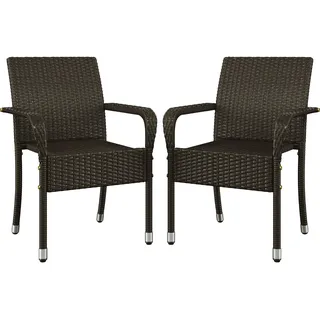 Yaheetech Polyrattan Gartenstuhl Stapelstuhl 58 x 58 x 84 cm Braun 2 St.