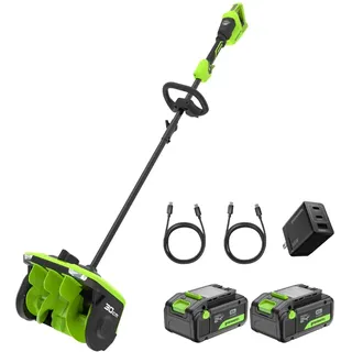 Greenworks Akku-Schneefräse 24V x 2 (Li-Ion, 48 V, Arbeitsbreite 30 cm, max. Schneehöhe 20 cm, mit 2X 4Ah Akkus & 65W USB C Ladegerät) - SS3002