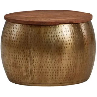 Wohnling Couchtisch Gold Massivholz 60 x 60 x 40 cm
