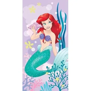 Jerry Fabrics Disney Ariel Little Mermaid Strandtuch 70 x 140 cm | weich & saugfähig 100% Baumwolle Kinder-Badetuch | lebendiges rosa Design | schnell trocknend & leicht | Geschenk für Ariel Fans