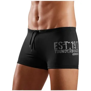 Boxer-Badehose BRUNO BANANI, Herren, Gr. 6, N-Gr, schwarz, Polyamid, unifarben, Badehosen Boxer-Badehose, mit seitlichem Print