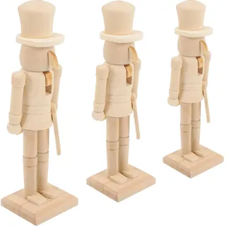 SEWACC Heimwerken Unvollendeter Nussknacker Aus Holz 3 Stück 18 cm Weihnachts-Soldat Blanko Puppe Für DIY-Bastelarbeiten Weihnachtsdekoration (Zufälliger Stil)