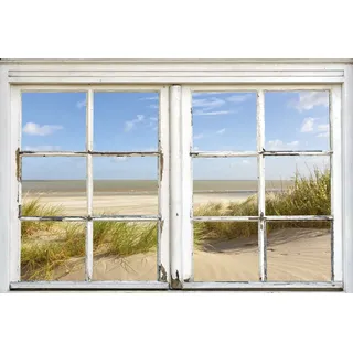 Queence »Sylt« Düne Fensterblick Meer natur), 1 Stk. tlg. Premium-Leinwandstoff,