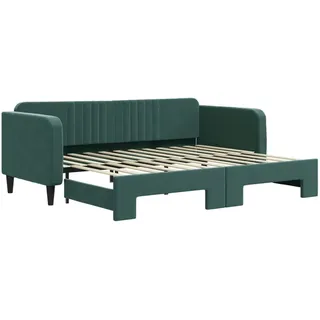 vidaXL Tagesbett Ausziehbar Dunkelgrün 90x200 cm Samt - Grün