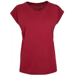 Build Your Brand Damen T-Shirt Ladies Extended Shoulder Tee, lang geschnittenes T-Shirt für Frauen, Baumwolle, Burgundy, XS