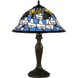 Casa Padrino Tiffany Tischlampe Mehrfarbig Ø 40,5 x H. 59 cm - Luxus Tischleuchte aus zahlreichen Glas Mosaik Stücken
