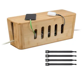 Relaxdays Kabelbox 16 x 44 x 16 cm 16-tlg. braun