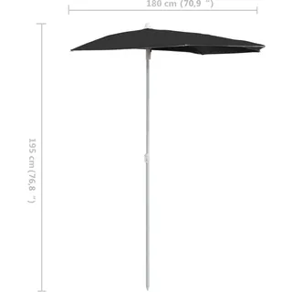 vidaXL Halb-Sonnenschirm 180 x 90 cm Schwarz