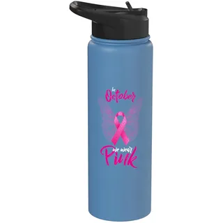Im Oktober tragen wir rosa Kampf Brustkrebs Band Schmetterling Stainless Steel Insulated Water Bottle