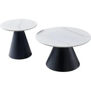 Hela »DUSTIN« Set, 2 Stk. tlg. 2er Set Couchtisch; rund; Sintered Stone; Gestell kegelförmig,