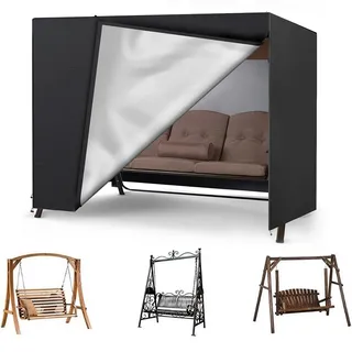 Yahbrra Hollywoodschaukel Abdeckung Strandkorb Schutzhülle: Winterfest Gartenmöbelschutz UV Schutz Universal Triangular Schutzhülle Wasserfest Abdeckung (Schwarz, 220*125*170cm)