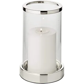 EDZARD Windlicht Sanremo, edel versilbert, anlaufgeschützt, Höhe 20 cm, Durchmesser 12,5 cm