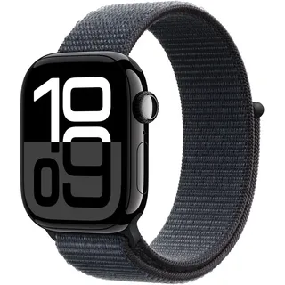 Apple Watch Series 10 GPS 42 mm Aluminiumgehäuse diamantschwarz Sport Loop tinte