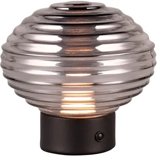 REALITY Leuchten LED Tischleuchte »EARL« LED-Board 1 Stk. Warmweiß kabellose Akku Tischlampe, Glasschirm, USB-C Ladekabel, Touchdimmer, schwarz