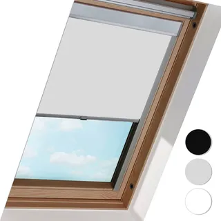 Fiqops Verdunkelungsrollo Dachfensterrollo Dachfenster Sonnenschutz 100% Verdunkelung Thermorollo Fenstersysteme Dachfenster F06 für Velux - Schwarz