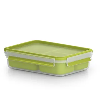 Emsa Clip & Go Snack rechteckig 1,2 L Lunchbox, Grün, Transparent,