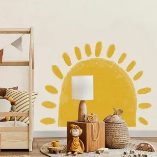 Wandtattoo Kinderzimmer Deko Wandsticker Babyzimmer Mädchen Jungen Boho Wall Stickers Wandteppich Große Selbstklebend Hintergrund Wandaufkleber Sonne Wanddeko (C-Sonne 90 * 70 cm)