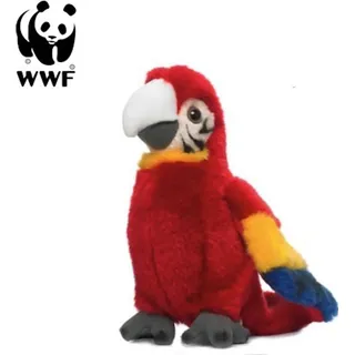 WWF Plüschtier Hellroter Ara Papagei (mit Sound, 14cm) lebensecht Kuscheltier Stofftier
