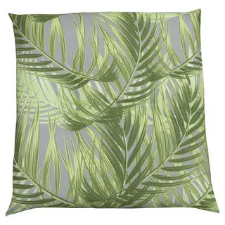 Gartensitzkissen , Grau, Grün , Textil , Blätter , Füllung: Schaumstoff, Vlies , 48x5x48 cm , mittels Bändern zu befestigen , Gartenmöbel, Gartenpolster & Auflagen, Gartenkissen