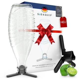 Sodaquip® Flaschenhalter für Sodastream Crystal Glasflaschen - NEU 3X platzsparende Flaschenständer | Flaschenhalterung - Abtropfgestell für Sodastream Glasflaschen