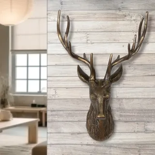 Gilde "Wandobjekt Hirsch Liam bronzefarben H. 55 cm", bronzefarben