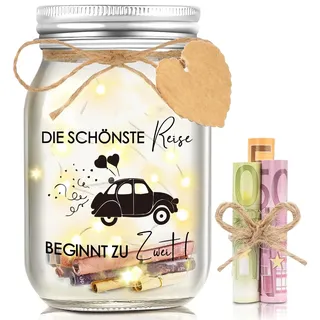 Hiipeefeel Geldgeschenk Hochzeitsgeschenk Brautpaar, LED Flaschenlichtht | Spardose Hochzeitsgeschenke Verlobungsgeschenk für Beide, Flitterwochen Hochzeitsreise Geschenk für Braut Bräutigam