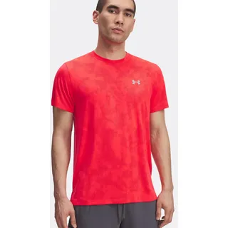Under Armour Herren Launch Camo Kurzarmshirt, geruchsregulierendes, atmungsaktives Funktionsshirt, schnelltrocknendes T-Shirt mit 4-Wege-Stretch,Racer Red / / Reflective,XL