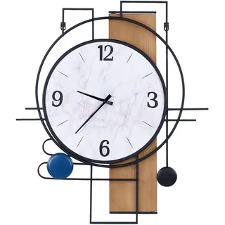 BELIANI Wanduhr Mehrfarbig MDF-Platte und Metall 60 x 70 cm Geometrisch Rund Arabische Ziffern Modern für Wohnzimmer Küche Schlafzimmer Wanddekoration - Bunt, Schwarz, Weiß, Braun