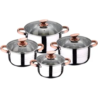 San Ignacio Batterie geeignet für Induktion 8 Stück Edelstahl induktionsgeeignet Premium-Kollektion-Nona, Kupfer, Pack 8 pcs
