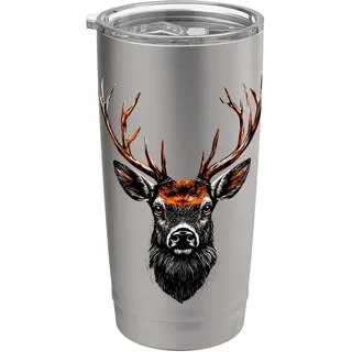 Hirsch Geweih Jagd Reh Rentier Rothirsch Hirschgeweih Jäger Doppelwandiger Edelstahl-Thermobecher
