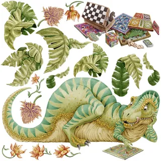 Tulup Aufkleber 130x168 cm Dinozaur Spiel , Grün , Kunststoff , 130x168x0.1 cm , Tapeten & Wandverkleidungen, Wandtattoos & Sticker, Wandtattoos