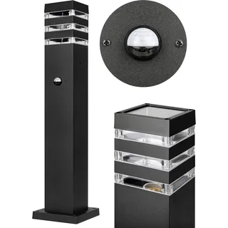 MasterLED Außenleuchte E27 IP54 mit Bewegungsmelder 60cm Schwarz Wegeleuchte Pollerleuchte aus Aluminium für Garten und Hof - Schwarz