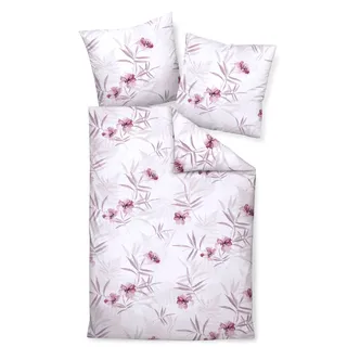 Bettwäsche JANINE Gr. 1, rosa (champagner, altrosa, bedruckt), B/L: 135cm x 200cm, Mako-Satin, B/L: 80cm x 80cm, 2 Stk., Mako-Satin, 100% Baumwolle, Bettwäsche, Bettwäsche