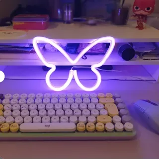HFHungkeong Butterfly Neon Signs Raumdekoration für Wand, Büro, Wohnheim, Hochzeit, Geburtstag, Party Neon-Schmetterlings-LED-Schilder, Schmetterlings dekorationen für Teenager-Mädchen, (lila)