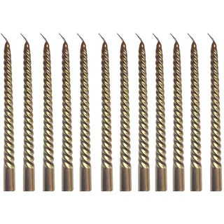 Cadzyre kerzenset – 12 stabkerzen Golden,44g/Stück, pyramidenkerzen,2X25cm Drehen Sie die pyramidenkerzen Goldfarben,Perfekt für Hochzeiten, Partys, Kirchen (Goldene )