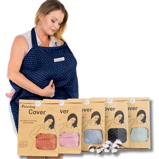 Bisoo Stilltuch für Unterwegs - Still Einstellbar Schal 100% Musselin, Atmungsaktiv, Multifunktional mit Aufbewahrungstasche - Marineblau