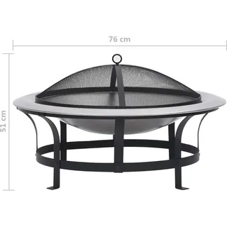 vidaXL Garten-Feuerschale mit Grill Edelstahl 76 cm