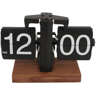 Yunir Digitale Klappuhr, Retro-Schreibtisch-Tischuhr mit Automatischer Drehung, Große Zahl, Batteriebetrieben, Internes Getriebe, Mechanische Uhr für Home-Office-Café (Black)