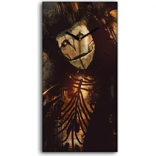 Wanduhr Bürouhr Leinwand Bild Quarz 30x60 Porträt dunkle Fantasy Charakters - schwarze Hände - Schwarz