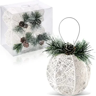 ZHYI Weihnachtsbaumschmuck, 4 Stück, weiße Tannenzapfen, Rattan, Weihnachtsbaum-Ornament, Weihnachtsbäume, Hochzeit, Party-Dekorationen