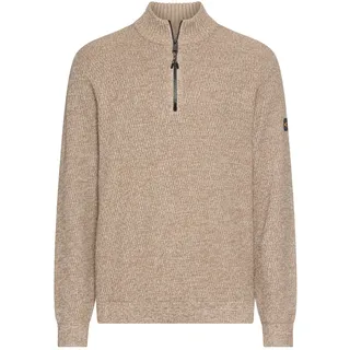CAMEL ACTIVE Troyer CAMEL ACTIVE, Herren, Gr. M, beige (oatmeal), Strick, Obermaterial: 70% Baumwolle, 30% Polyacryl, meliert, regular fit taillenbedeckt, ohne Ausschnitt, Rippbündchen, Pullover Troyer, mit Logo Stickerei am Arm