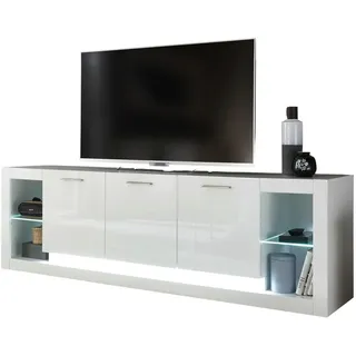 furn.design Tv-Lowboard "Ladis" in weiß Hochglanz TV Unterteil in Komforthöhe XL-Board - Weiß