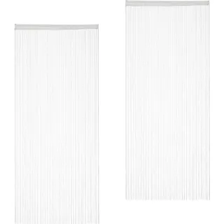 Relaxdays Fadenvorhang Tunneldurchzug 90 x 245 cm Weiß 2 St.