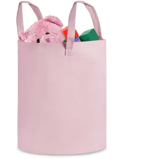 NUKIDO Spielzeugkorb - Spielzeugeimer - Aufbewahrungskorb fürs Kinderzimmer - Aufbewahrung für Kleidung - Raumdekoration - Wäsche und Decken Organizer - Geräumig - Groß - Rosa - 60 cm x 35 cm