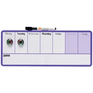 NOBO Mini Wandmontierbares magnetisches Whiteboard Wochenplaner 360 x 140 mm Lila/Weiß