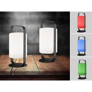 2er SET Outdoor Akku Tischlampen ohne Kabel mit Fernbedienung dimmbar & RGB LED - Weiß, Schwarz