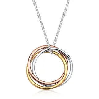 Elli Halskette Damen mit Anhänger Tri-Color Kreis 925 Sterling Silber 45 cm lang